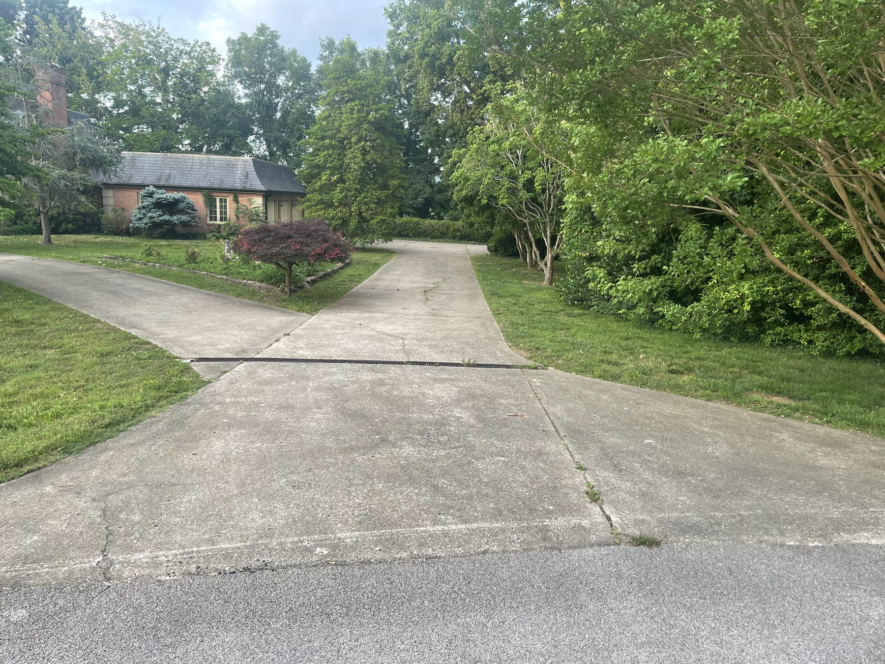 Wide driveway before cleaning